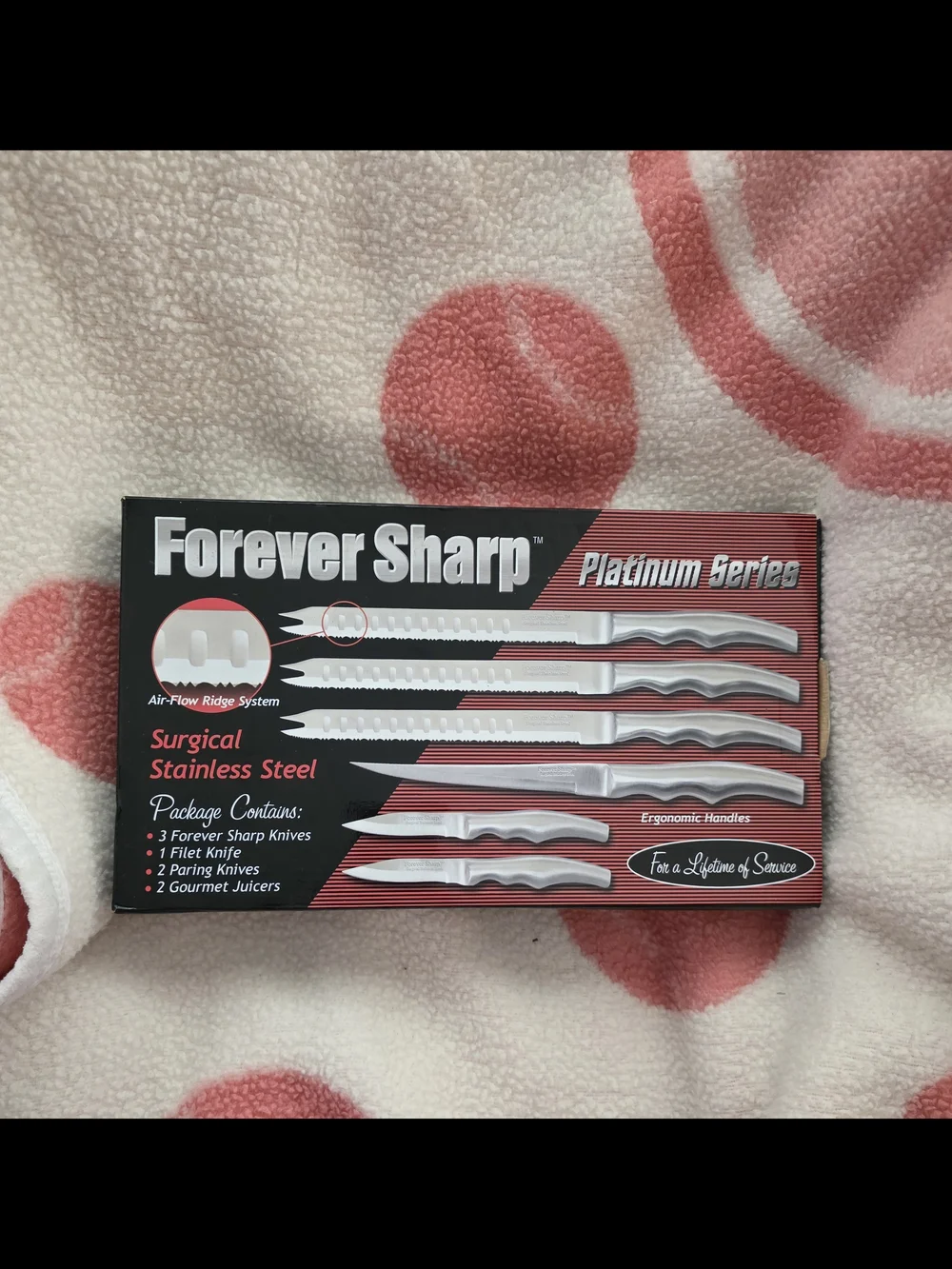 New - Forever Sharp Platinum Series 7-Piece Stainless Steel Knife Set